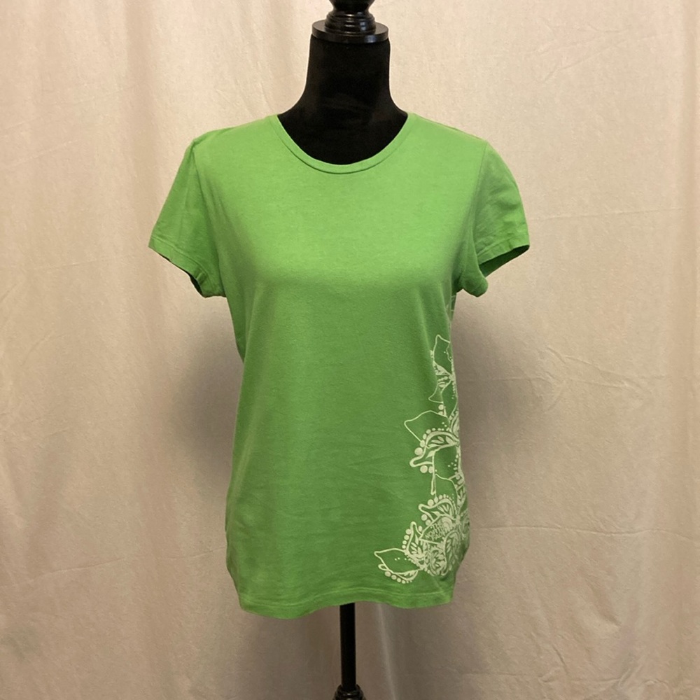 Green The North Face T-Shirt with floral pattern on side